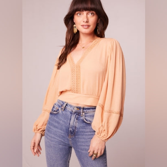 BAND OF THE FREE Brie Light Camel Long Sleeve Top, Size Medium. NWT - Picture 6 of 8